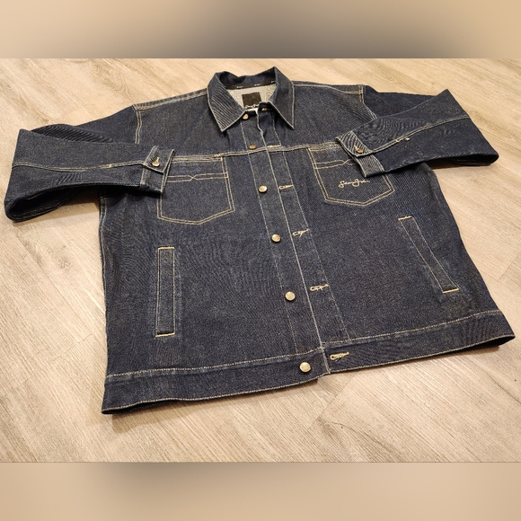 Vintage Sean John Jean Jacket Blue Denim Trucker Mens Size XXL - Picture 2 of 9